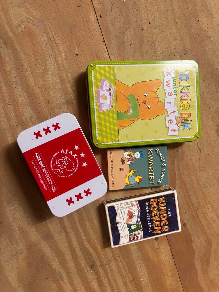 Kwartetspellen: Kinderboeken, Dikkie Dik, Fokke & Sukke, Aja, Drie of vier spelers, Ophalen of Verzenden, Gebruikt
