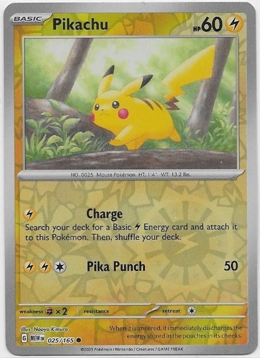 Pokemon 151,  Pikachu [reverse] 25/165, Ophalen of Verzenden, Nieuw, Losse kaart