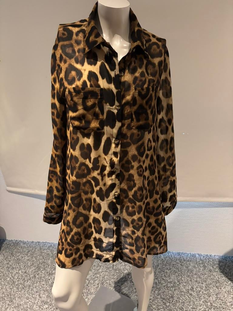 Miliana jurkje met leopard print maat m, Maat 38/40 (M), Bruin, Miliana, Ophalen of Verzenden