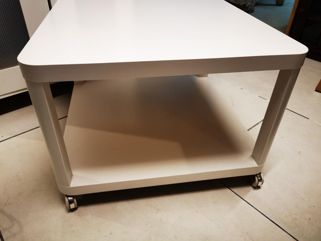 Witte Salontafel met Wielen, Ophalen, Kunststof, 100 tot 150 cm, 50 tot 100 cm
