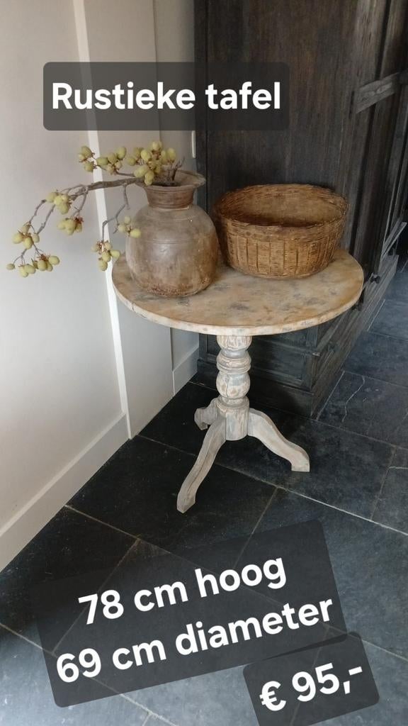 Prachtige rustieke wijntafel, Ophalen of Verzenden, Zo goed als nieuw, 75 cm of meer, 60 cm of meer