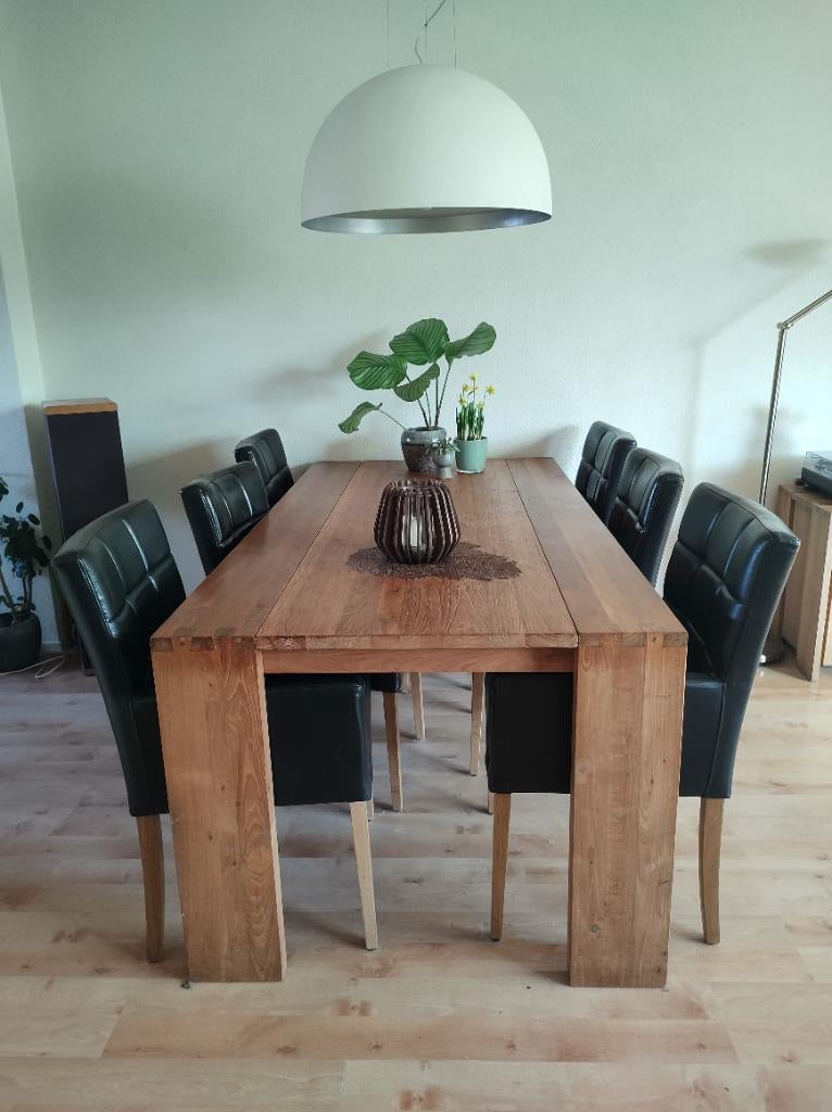 Eetkamertafel teakhout, Huis en Inrichting, Tafels | Eettafels, Ophalen, Teakhout, 50 tot 100 cm, Zo goed als nieuw