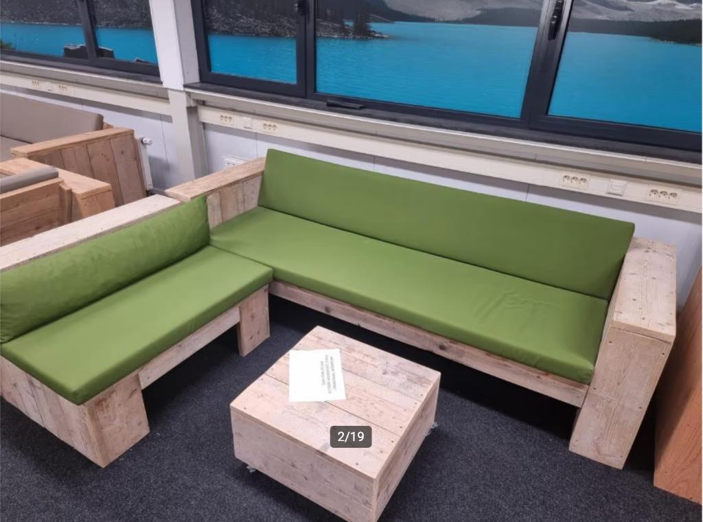Steigerhout loungeset ACTIE showroom loungebanken en tuinset, Verzenden, Nieuw, Steigerhout, Bank