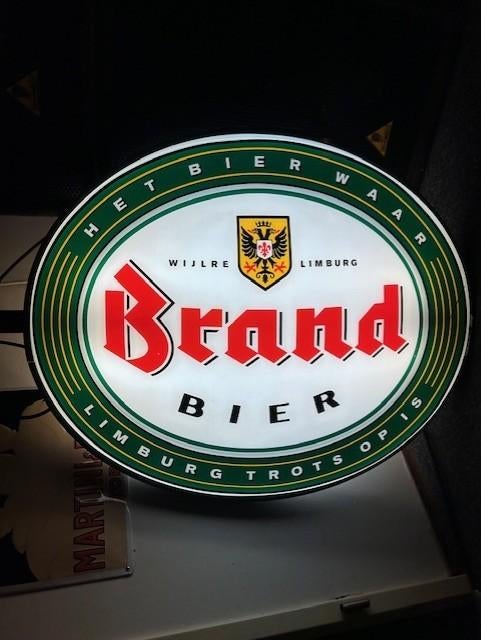 lichtbak brand bier, Verzamelen, Biermerken, Ophalen, Gebruikt, Reclamebord, Plaat of Schild, Brand