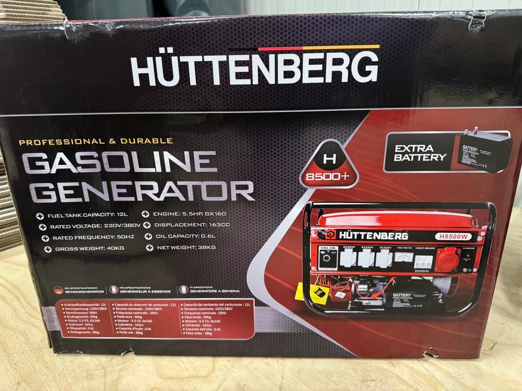 Noodstroom Aggregaat Huttenberg Elektrische start, Ophalen, Benzine, Nieuw, Geluidgedempt