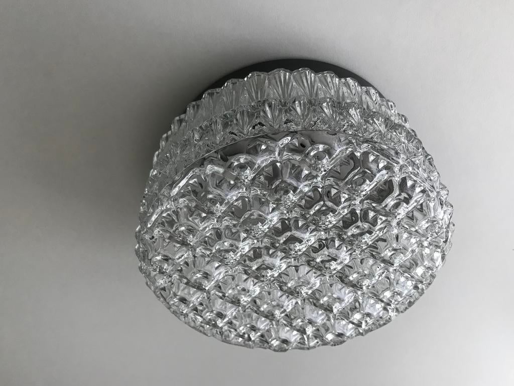 70s glass ceiling lamp silence of the lamps, Ophalen of Verzenden, Gebruikt, Glas, Mid century modern vintage design