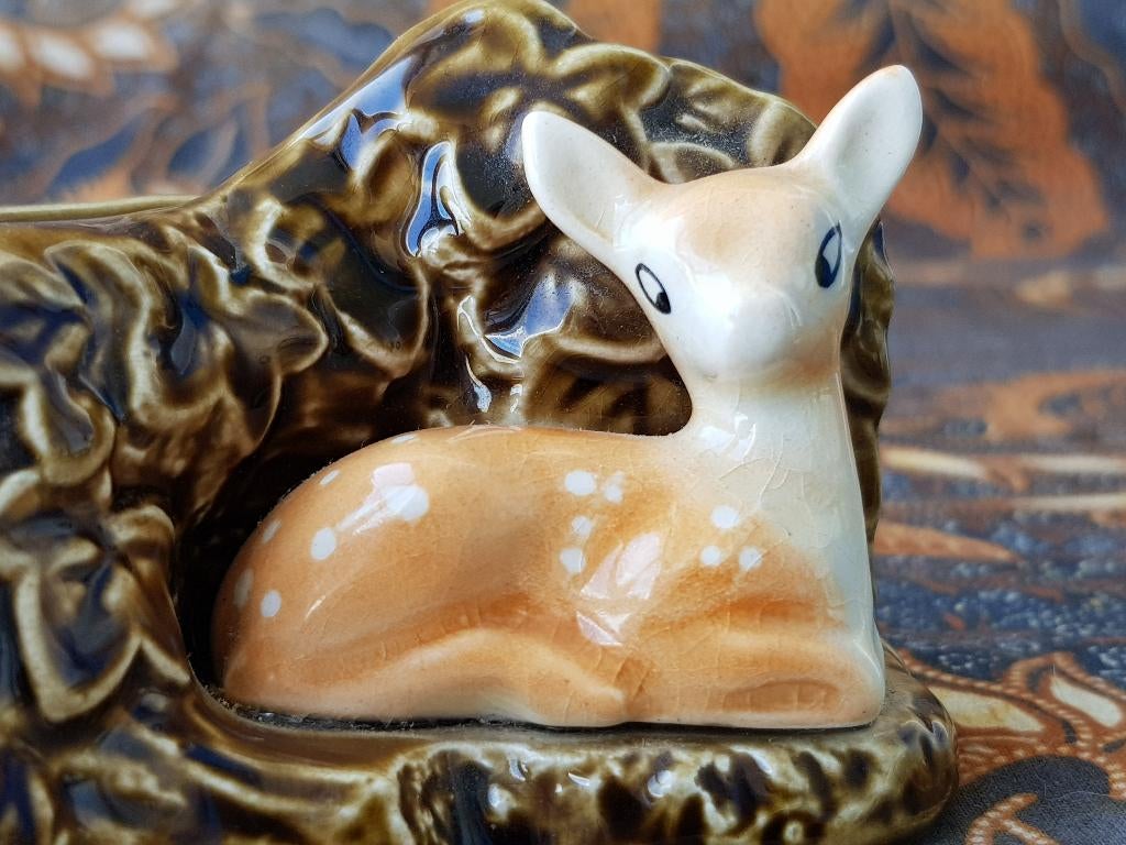 Oud Engels SylvaC porselein bloembakje met boom en hert., Antiek en Kunst, Antiek | Porselein, Ophalen of Verzenden