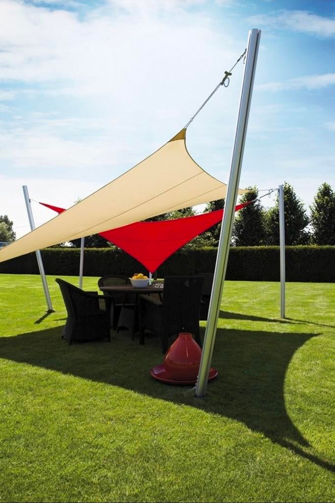 Umbrosa Ingenua Schaduwdoeken met 3 Aluminium Palen, Ophalen