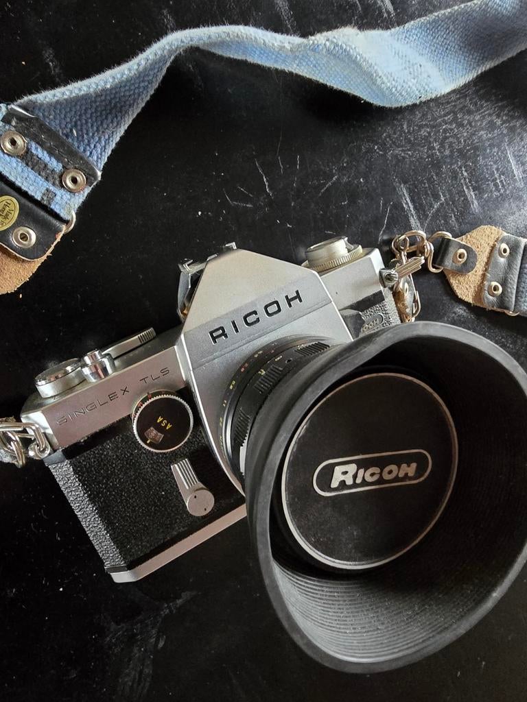Ricoh Singlex TLS analoge camera + lens + zonnekap, Ophalen of Verzenden, Gebruikt, Compact, Overige Merken