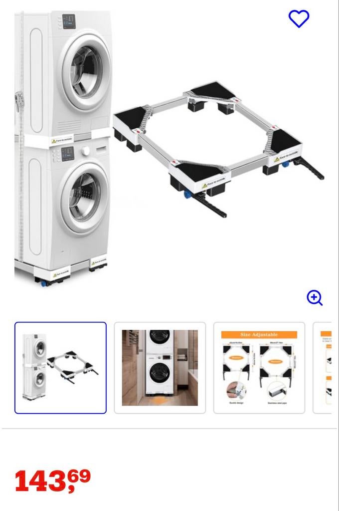 Perfecte rolbodem voor wasmachine/droger combinatie, Ophalen, Nieuw