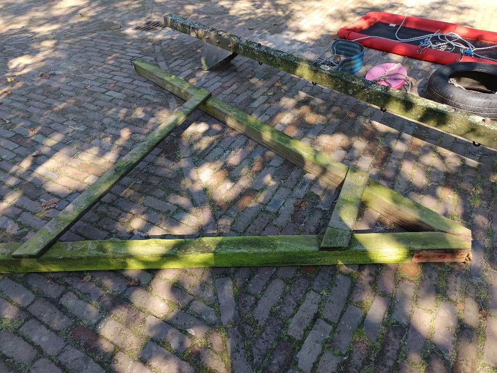 constructie voor schommel met veel toebehoren en extra's, Tuin en Terras, Ophalen, Gebruikt, Minder dan 180 cm, Planken