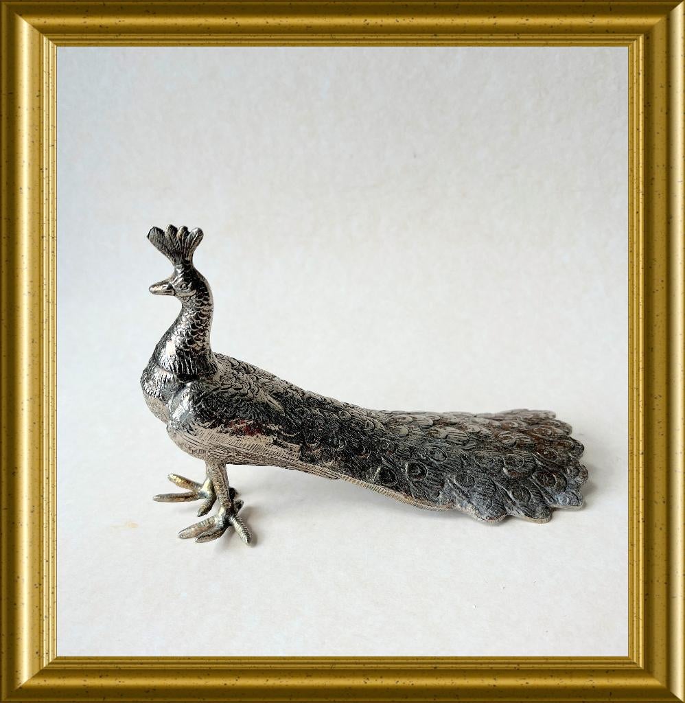 Leuke metalen decoratie pauw beeld, Ophalen of Verzenden