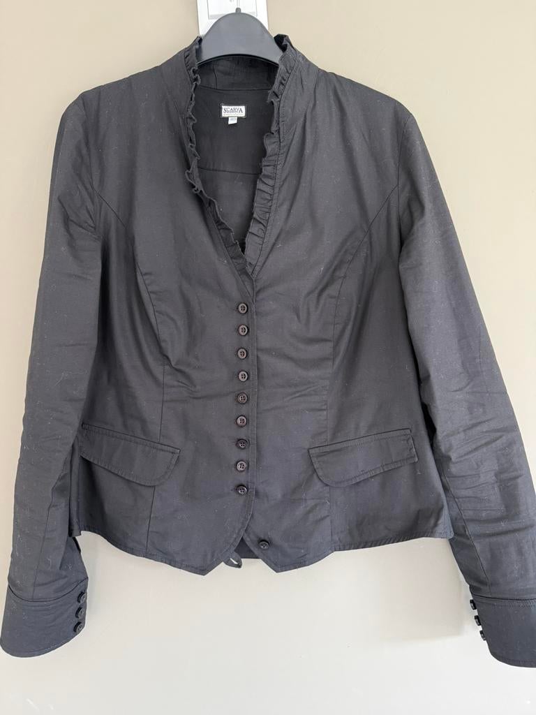 Zwarte blouse blousejasje Scarva maat 40 katoen, Ophalen of Verzenden, Zo goed als nieuw, Maat 38/40 (M), Zwart