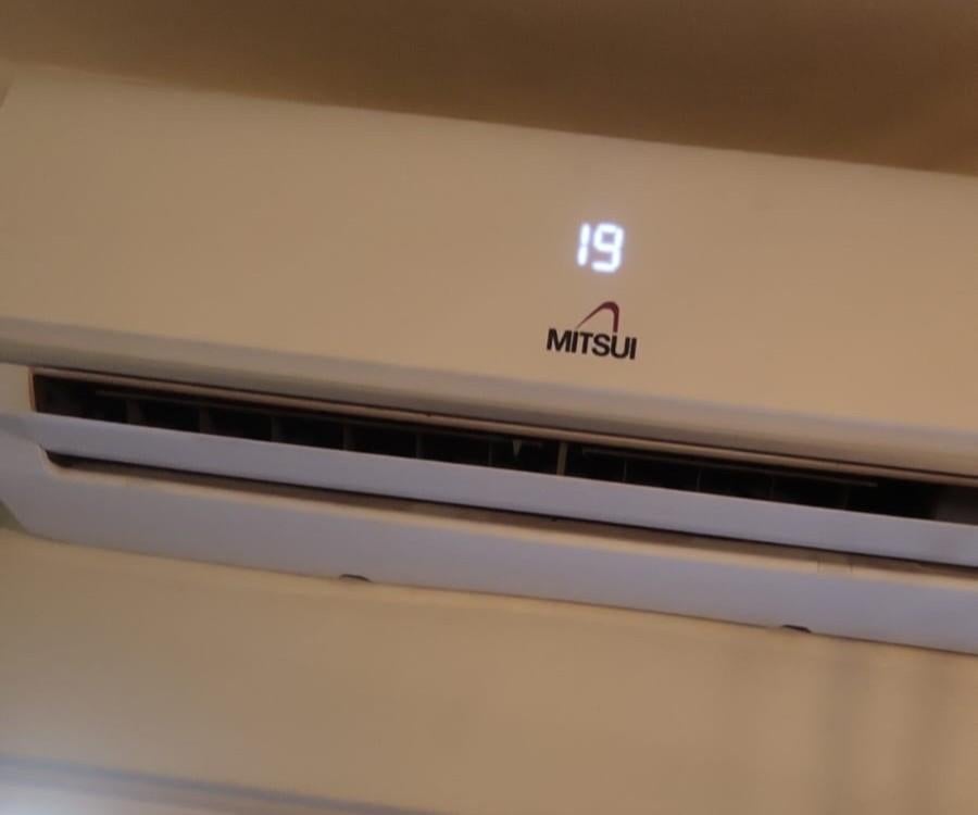 Mitzu airco met buitenunit., Witgoed en Apparatuur, Airco's, Gebruikt, Minder dan 60 m³, Energieklasse A of zuiniger, 3 snelheden of meer