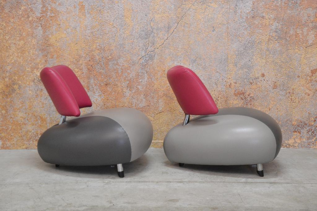 Als NIEUW! 2 leren Leolux Pallone design fauteuils, Leolux, Leolux, 75 tot 100 cm, Ophalen of Verzenden