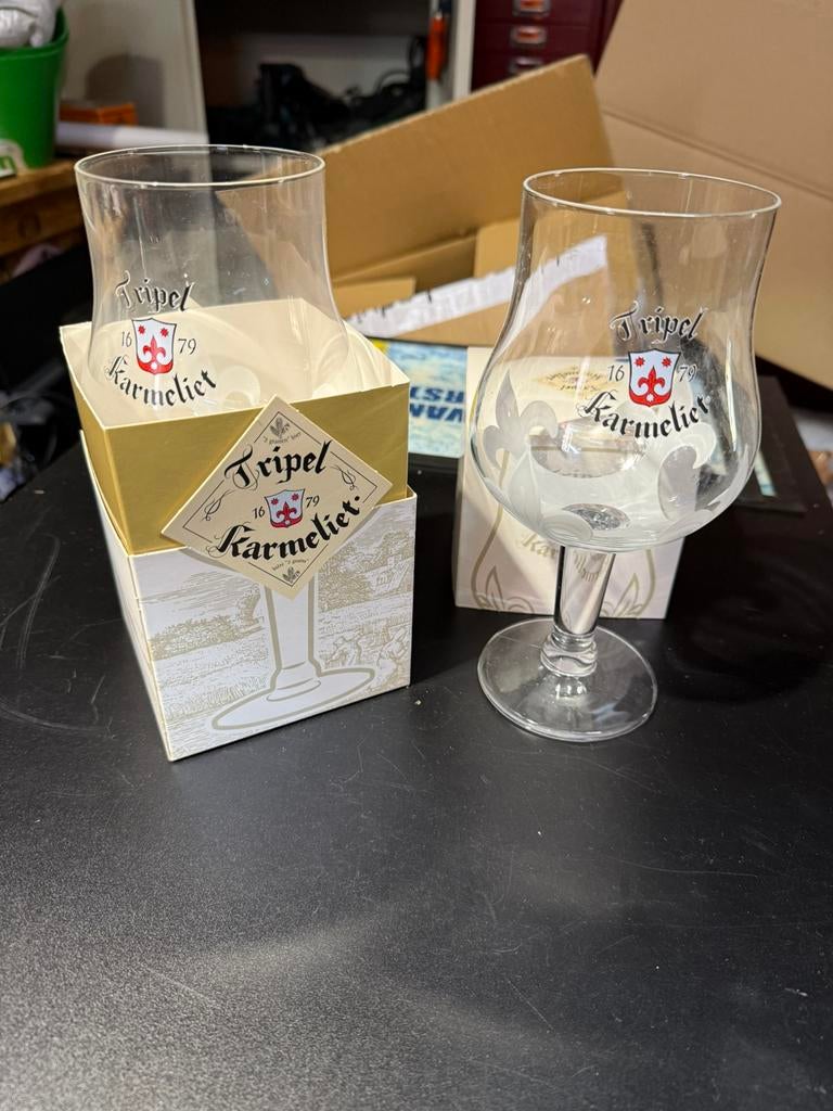 Twee glazen Tripel Karmeliet 0,3, Verzamelen, Biermerken, Ophalen, Zo goed als nieuw, Glas of Glazen, Overige merken