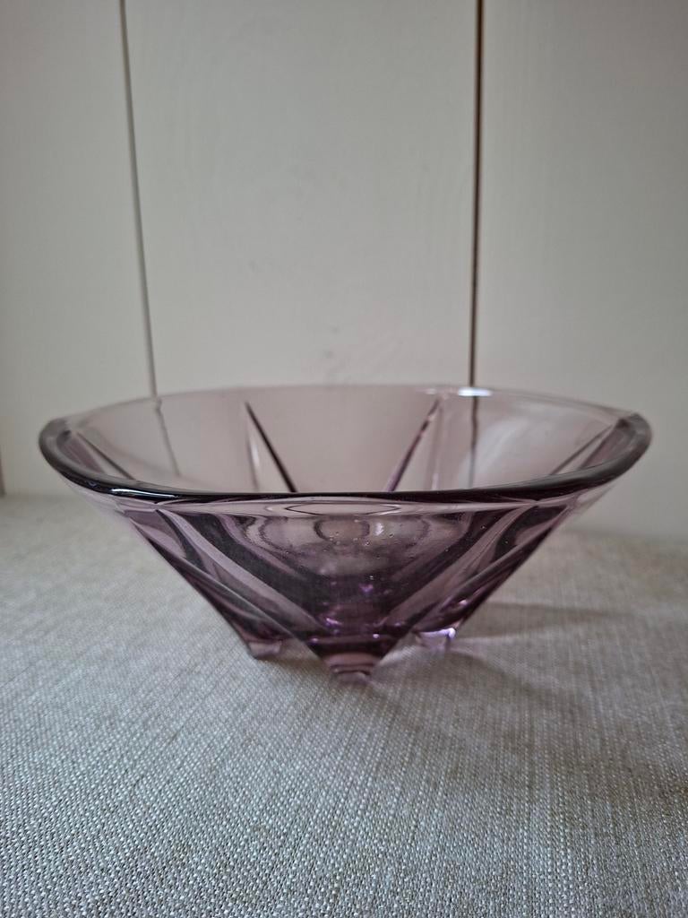 Paarse "Starfish" schaal van Huta Szkla Polen., Ophalen of Verzenden