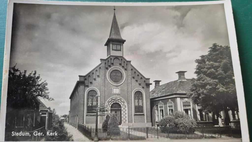 Fotokaart Ger. Kerk Stedum échte foto Mej. A. Ekens, 1960 tot 1980, Gebruikt, Foto, Ophalen of Verzenden