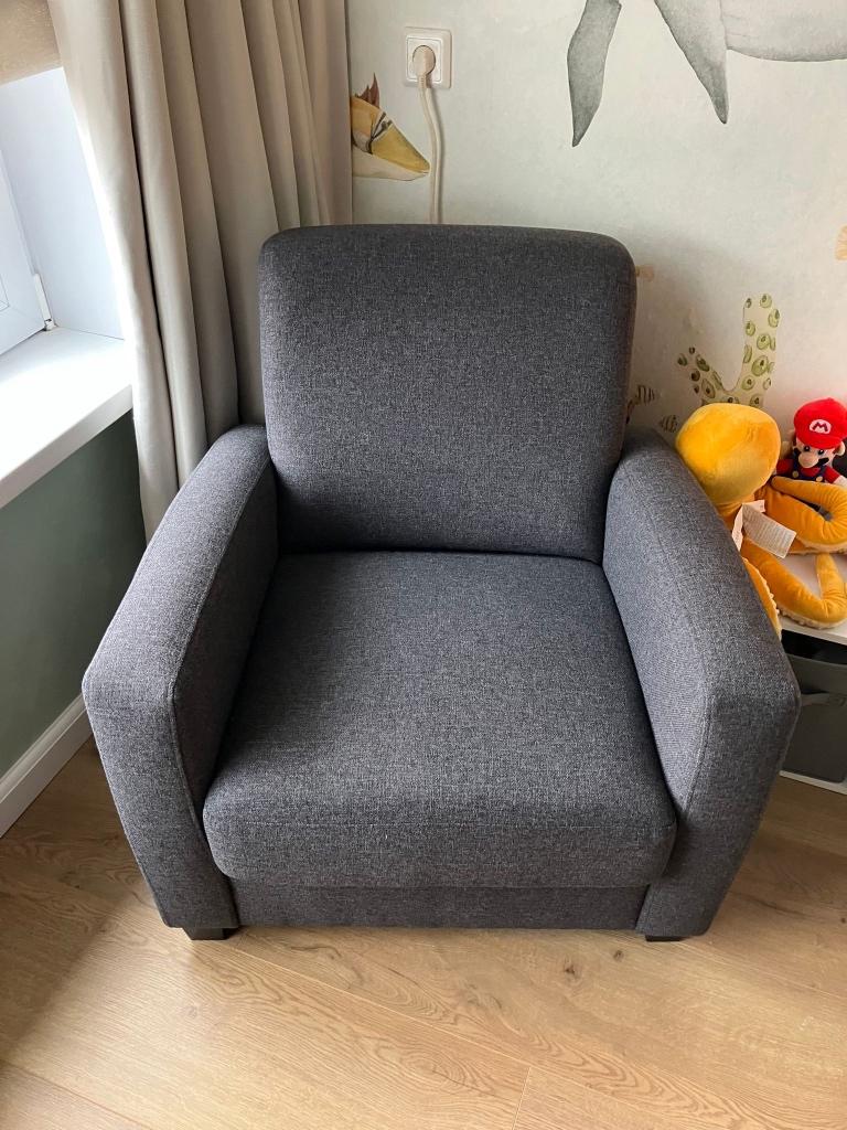 Antraciet grijze fauteuil, Huis en Inrichting, Fauteuils, Ophalen, Gebruikt, 75 tot 100 cm, Stof