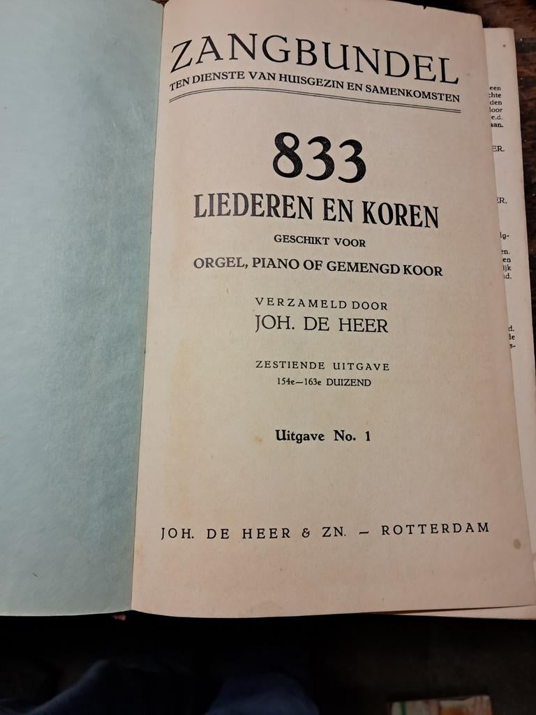 Zangbundel Joh. de Heer - 833 Liederen en Koor (jaren '40), Ophalen
