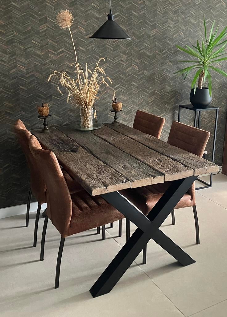 Robuuste sfeervolle oud eiken eetkamertafel, Huis en Inrichting, Tafels | Eettafels, Ophalen, Gebruikt, 100 tot 150 cm, Eikenhout