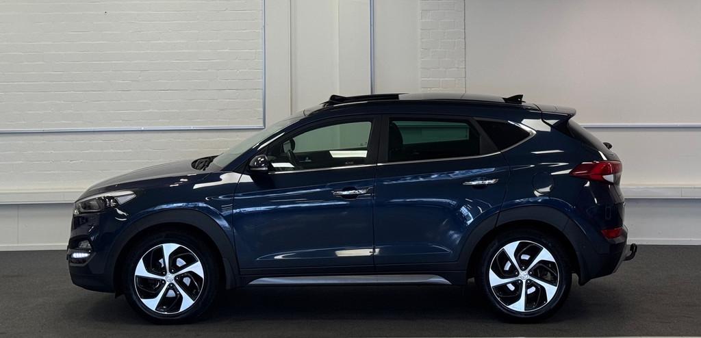 Hyundai Tucson 1.6 T-GDi Premium 4WD Schuif/kanteldak Leer N, 4 cilinders, Blauw, Leder, Vierwielaandrijving