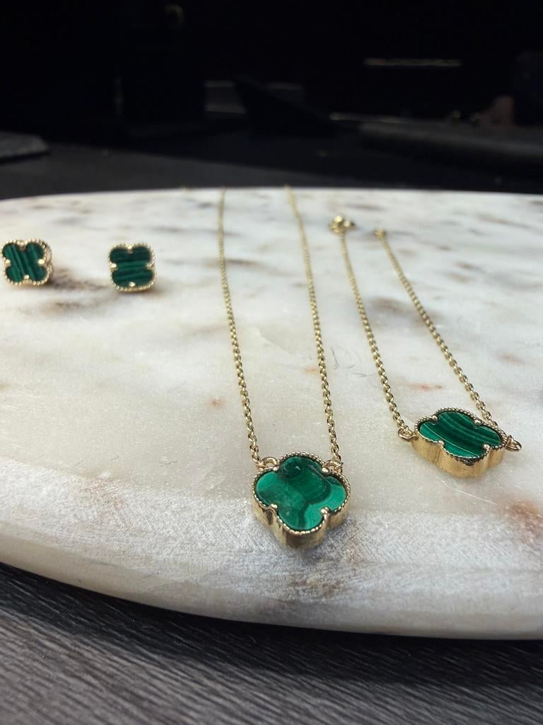 14k klavertje vier set, Sieraden, Tassen en Uiterlijk, Ophalen of Verzenden, Nieuw, Goud