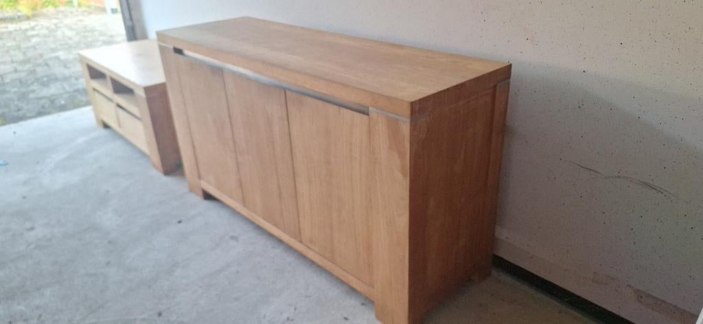 Complete set: TV-meubel, dressoir, eet- en salontafel, Ophalen, Gebruikt, 150 tot 200 cm, Modern, Tijdloos