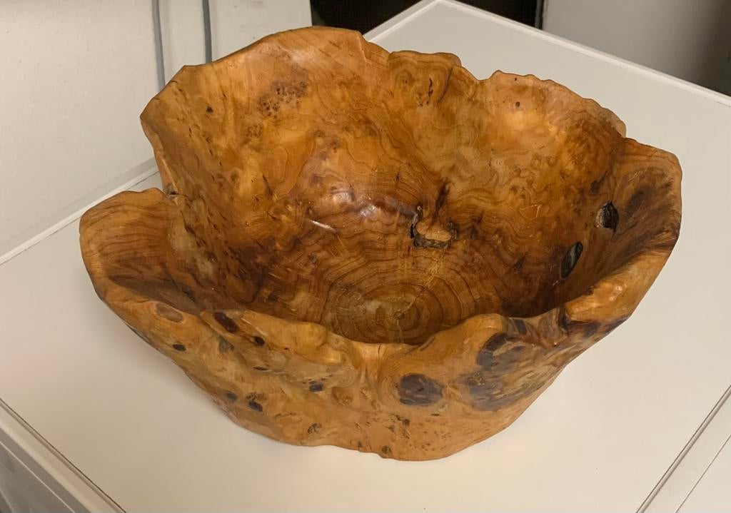 Hard hout Deco/fruitschaal, Ophalen, Zo goed als nieuw, Rond, Hout