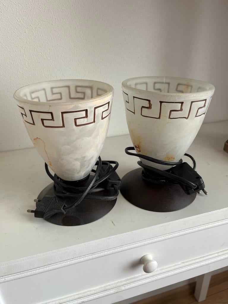 Set van 2 Schemerlampjes met Grieks Patroon, Ophalen, Gebruikt