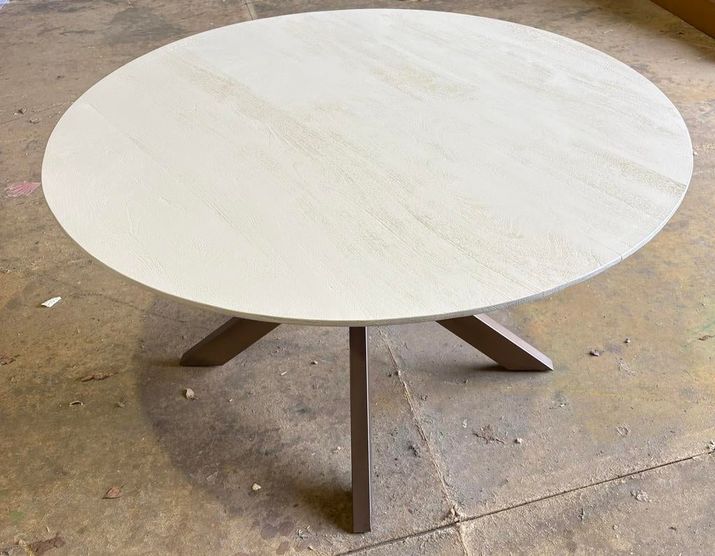 Ronde eettafel 130 cm – Madison Sand Bronzen spinpoot Nieuw, Ophalen, Nieuw, Rond, 100 tot 150 cm