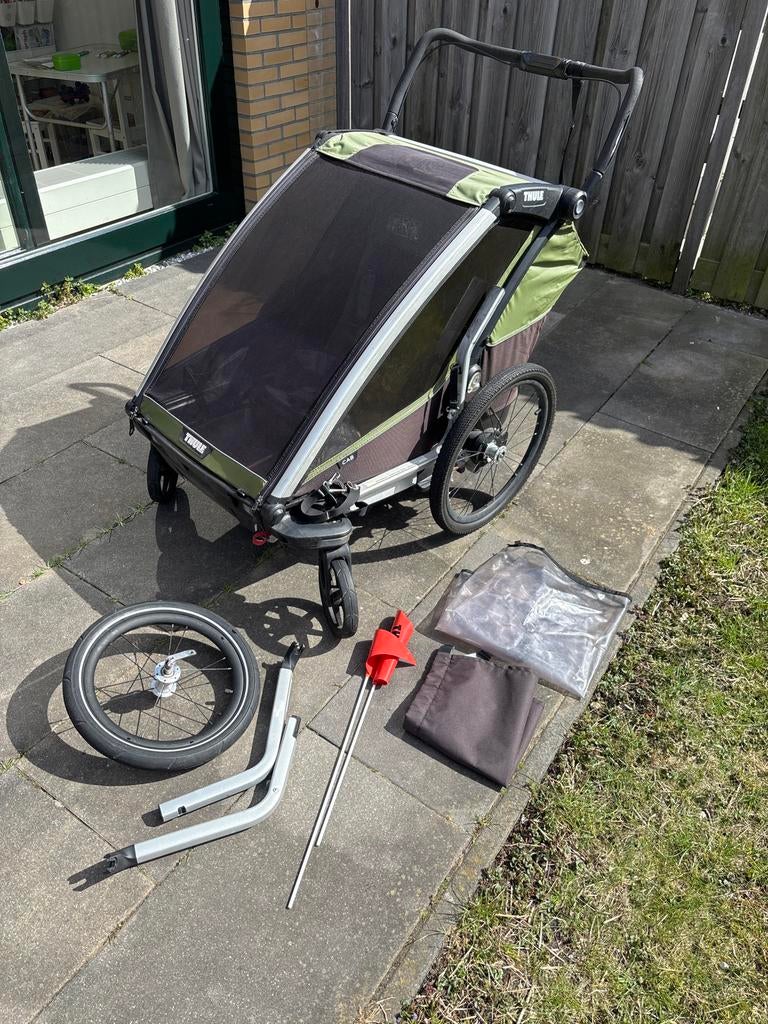 Thule Chariot Cab 2 fietskar + sportwiel + handrem, Ophalen, Vering, Zo goed als nieuw, Kinderkar