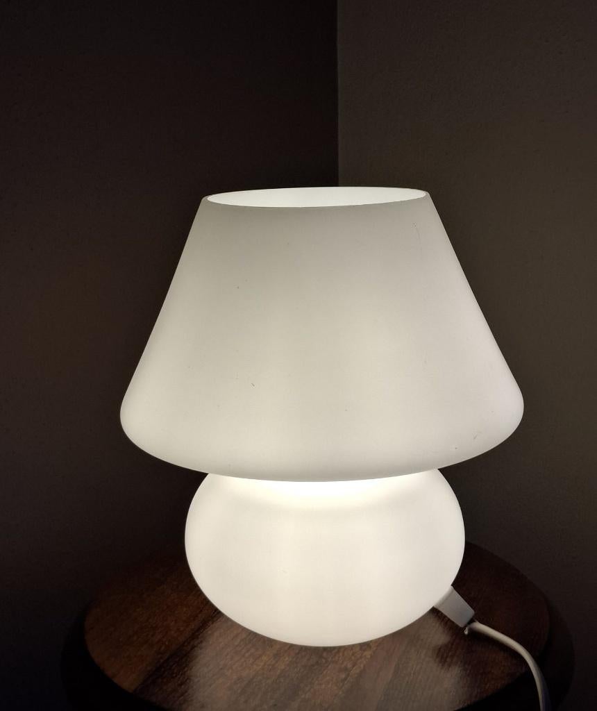 Prachtige Vintage Glazen Mushroom Lamp (Paddenstoellamp) '70, Vintage, Ophalen of Verzenden, Minder dan 50 cm, Glas