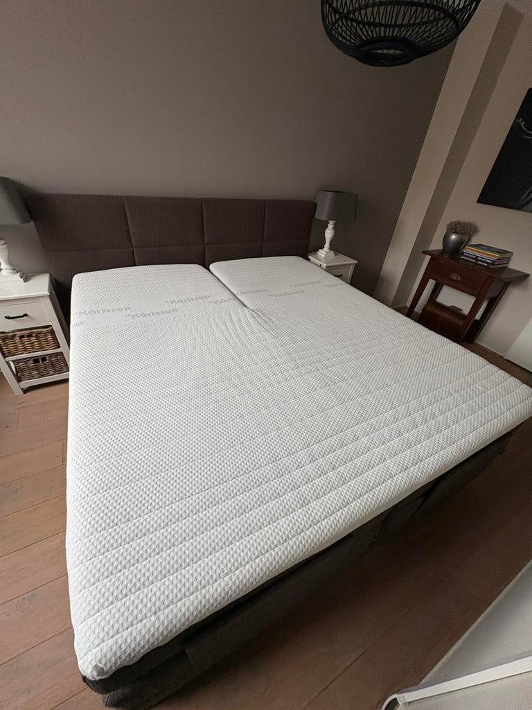Luxe Karlsson Vildar Elektrische Boxspring 180x200cm - IZGS!, Ophalen, Bruin, Tweepersoons, Zo goed als nieuw