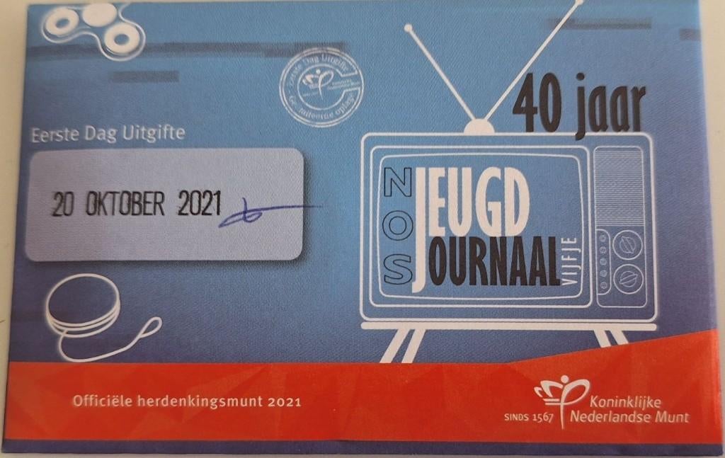 Coincard 2021 40 jaar Jeugdjournaal Vijfje - 1e Dag Uitgifte, Verzenden, Overige landen, 5 euro, Setje