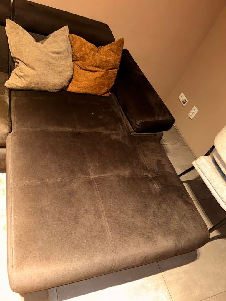 Lounge deel bank met opbergruimte en slaapfunctie, Ophalen, 250 tot 300 cm, Gebruikt, Hoekbank