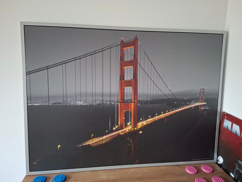 Ikea Golden Gate Bridge met frame, Ophalen, 125 cm of meer, Zo goed als nieuw, Foto of Poster