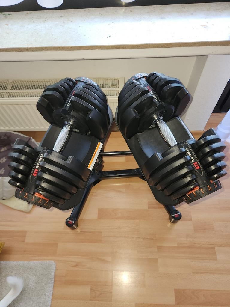 Verstelbare dumbbells met standaard 2x40kg, Ophalen of Verzenden, Dumbbell