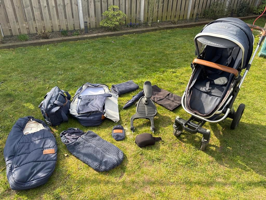 Joolz Geo kinderwagen blauw met veel accessoires, Gebruikt, Met reiswieg, Ophalen, Kinderwagen