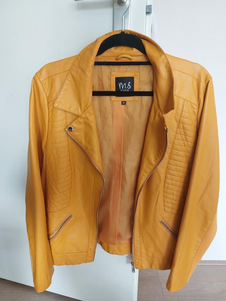 Gele leren damesjasje, maat 48, zo goed als nieuw, Geel, Maat 46/48 (XL) of groter, Ophalen of Verzenden, Zo goed als nieuw