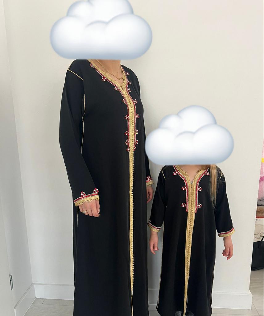 Moeder Dochter Jellaba Set - S/M & Kind (80cm), Kleding | Dames, Zwart, Nieuw, Ophalen of Verzenden, Maat 36 (S)