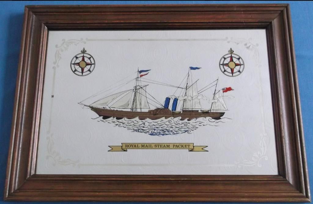 Vintage reclamebord spiegel Royal Mail Packet Schip Shipping, Ophalen of Verzenden, Zo goed als nieuw, Zeilboot, Overige typen