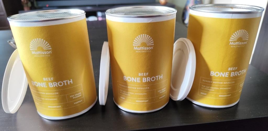 Mattisson Beef Bone Broth Botten Bouillon, Ophalen, Nieuw, Poeder of Drank
