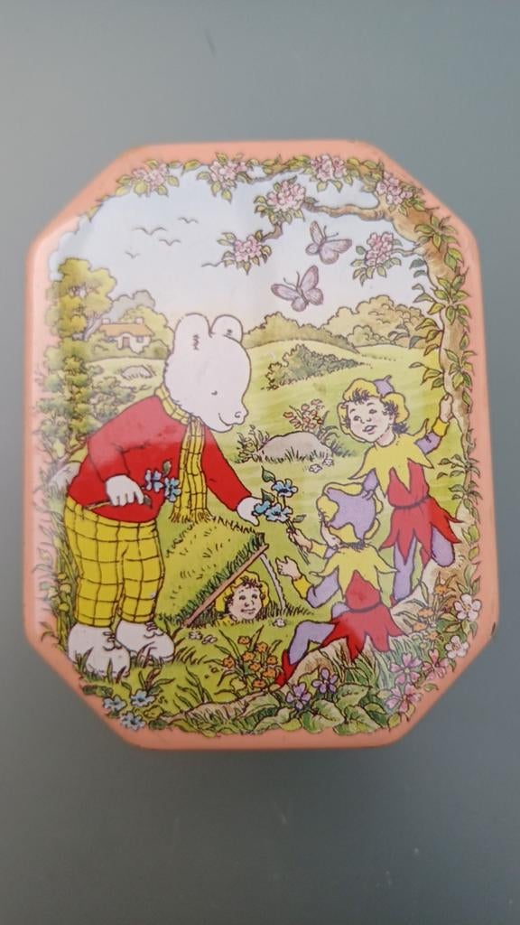 Vrolijk Bruintje beer (Rupert bear) blikje., Ophalen of Verzenden