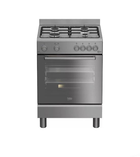 Nieuw met Garantie BEKO gasfornuis FBG62030GXCT, Minder dan 85 cm, Gas, Vrijstaand, Grill