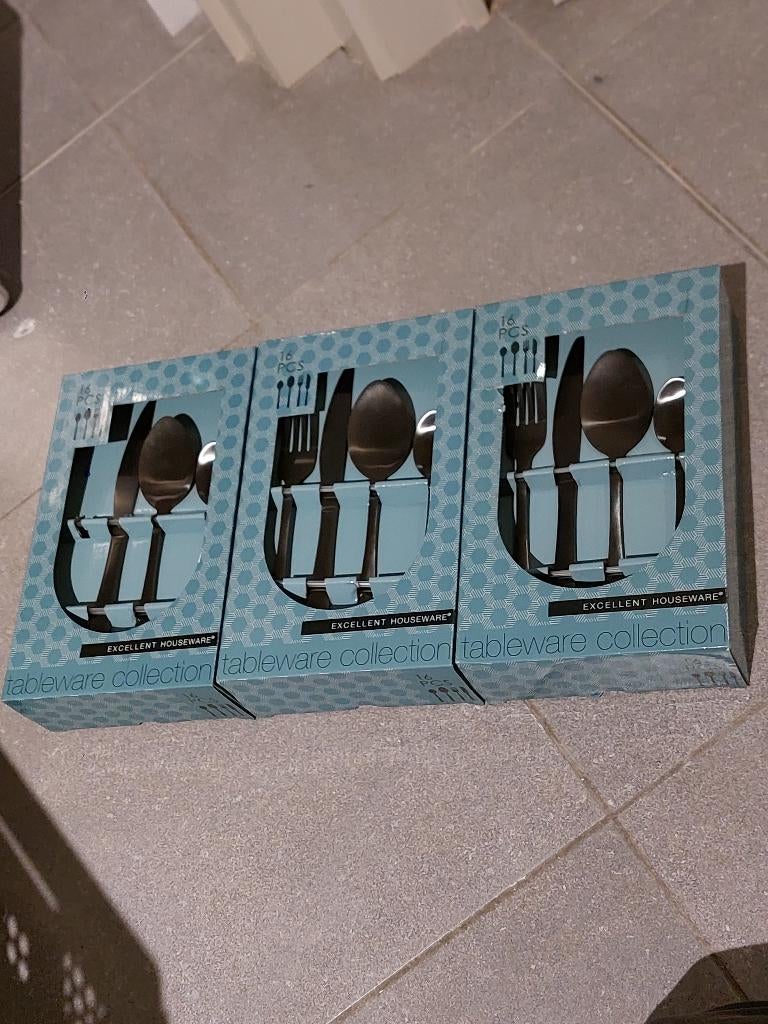 Bestek sets (3x)       µ1r, Ophalen, Nieuw, Rvs of Chroom