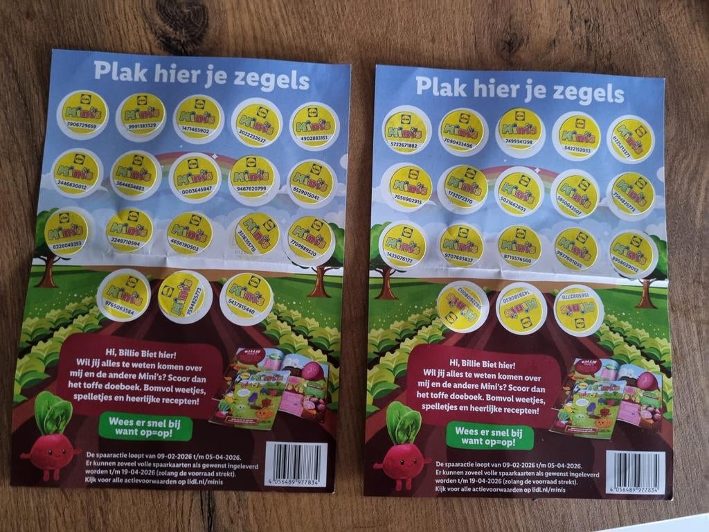 Zegels Lidl minis actie 2 volle spaarkaarten, Verzamelen, Supermarktacties, Lidl, Ophalen of Verzenden
