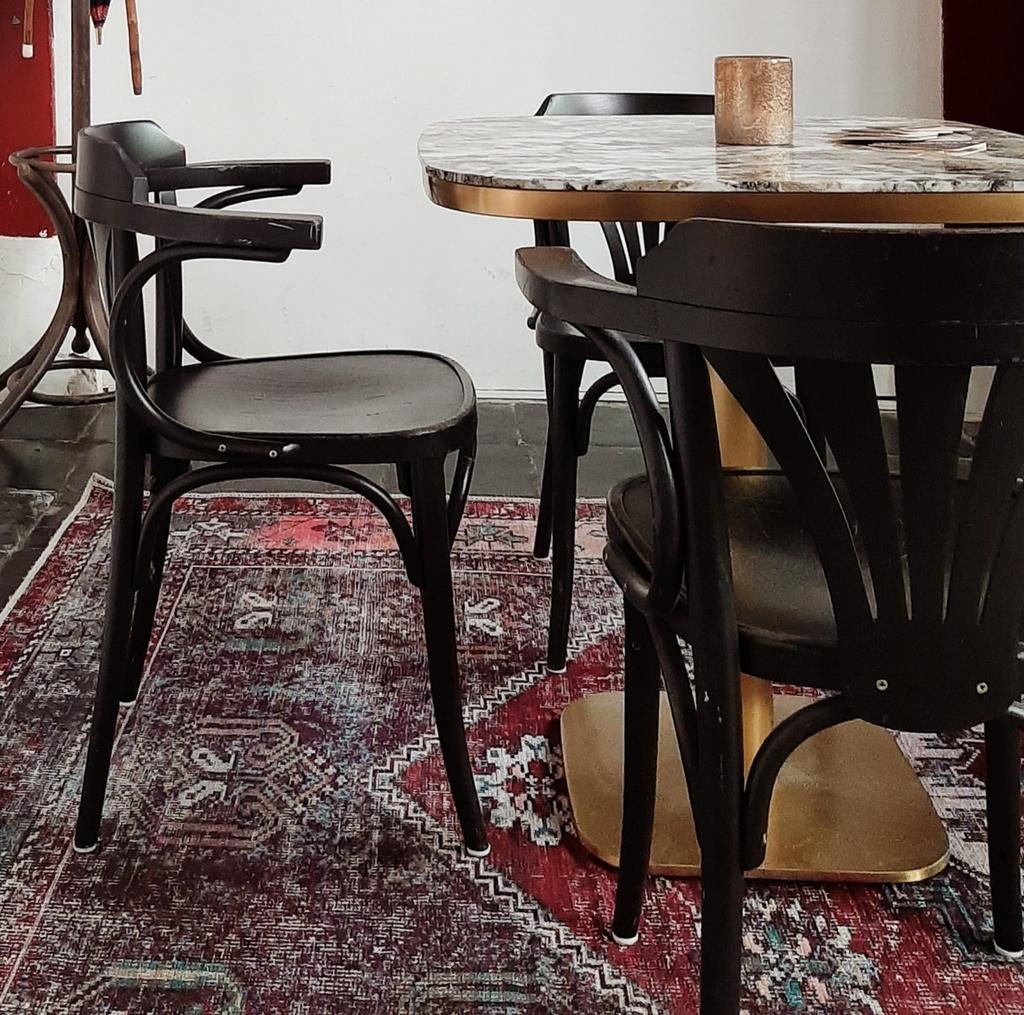 6 zwarte Thonet stijl bistro stoelen - vintage horeca, Huis en Inrichting, Stoelen, Ophalen, Gebruikt, Thonet stijl, Bistro, Vintage