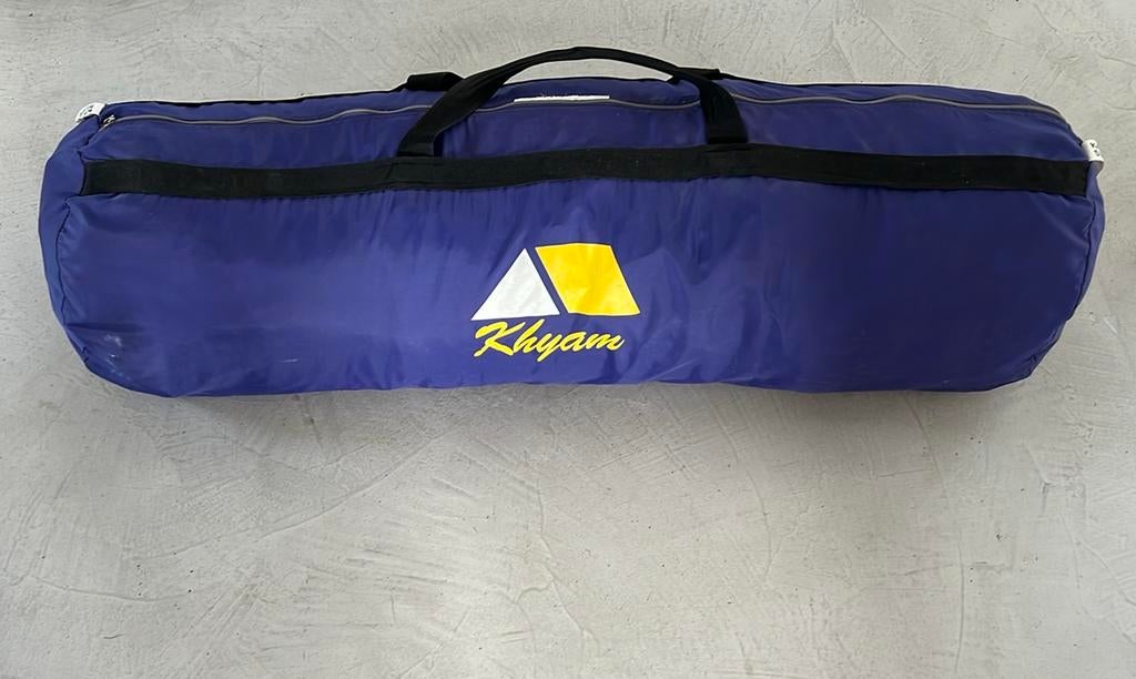 Fijne 4 pers tent, paars groen, Caravans en Kamperen, Tenten, Ophalen, Gebruikt, Tot en met 4