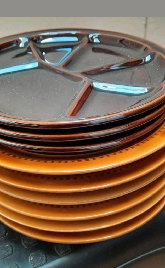 Gourmet fondue borden retro vintage, Gebruikt, Ophalen of Verzenden, Bord(en), Overige stijlen